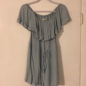 Baby blue off the should romper